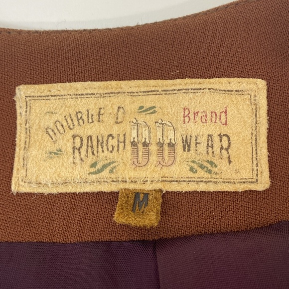 Double D Ranch Vintage Studded Jacket Western Embroidered Brown Medium - Picture 9 of 12